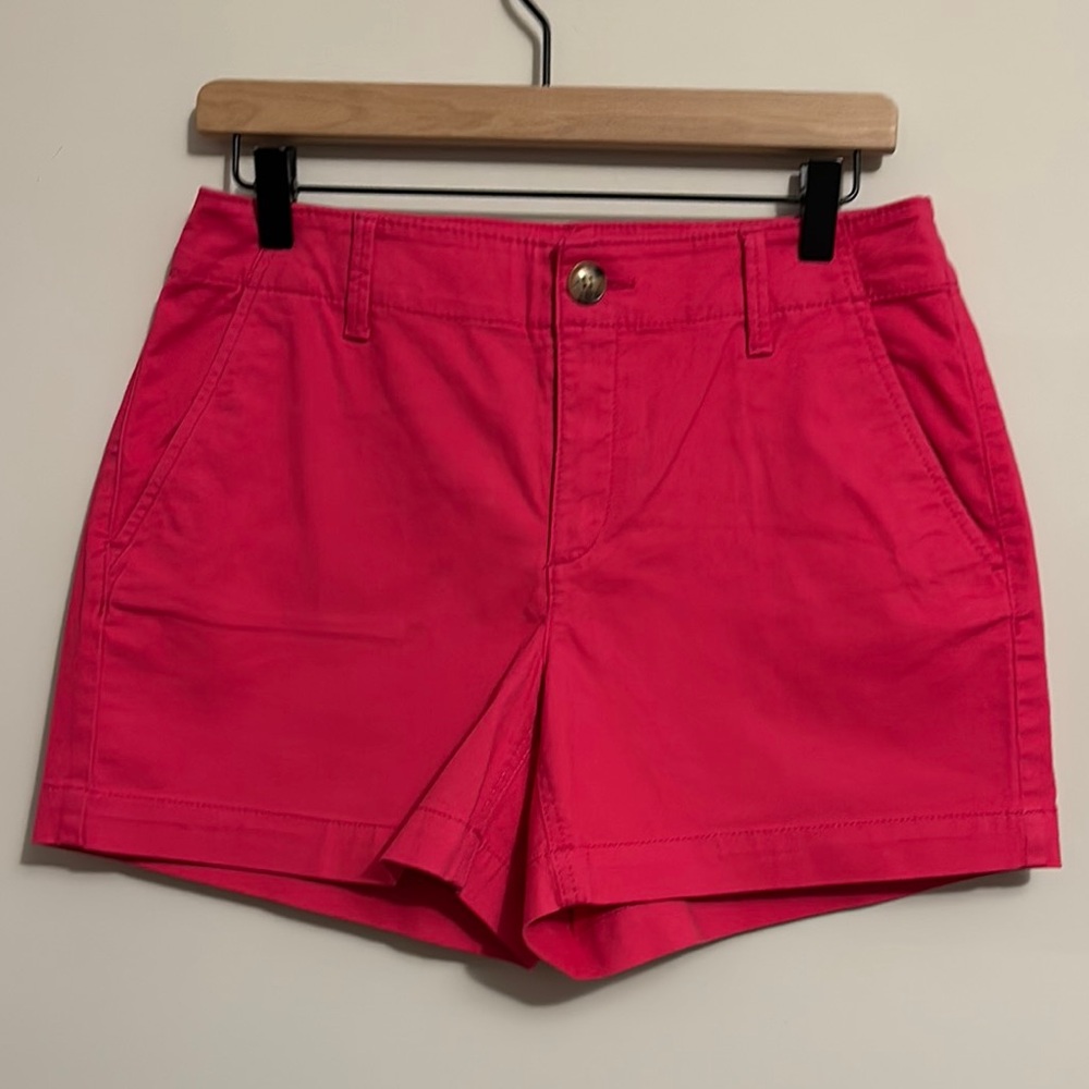 LOFT Pink Washed Twill Shorts Tailored Cotton Blend 4 Curvy
